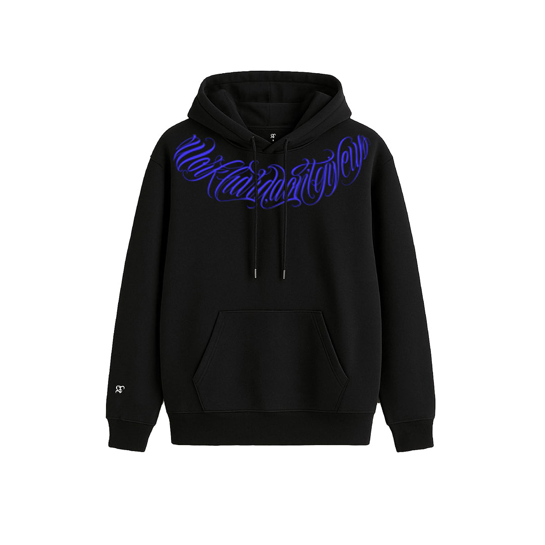 Hoodie GT Lettering Negro y Azul