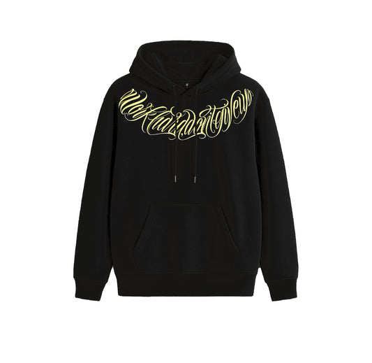 Hoodie GT Lettering Negro y Dorado
