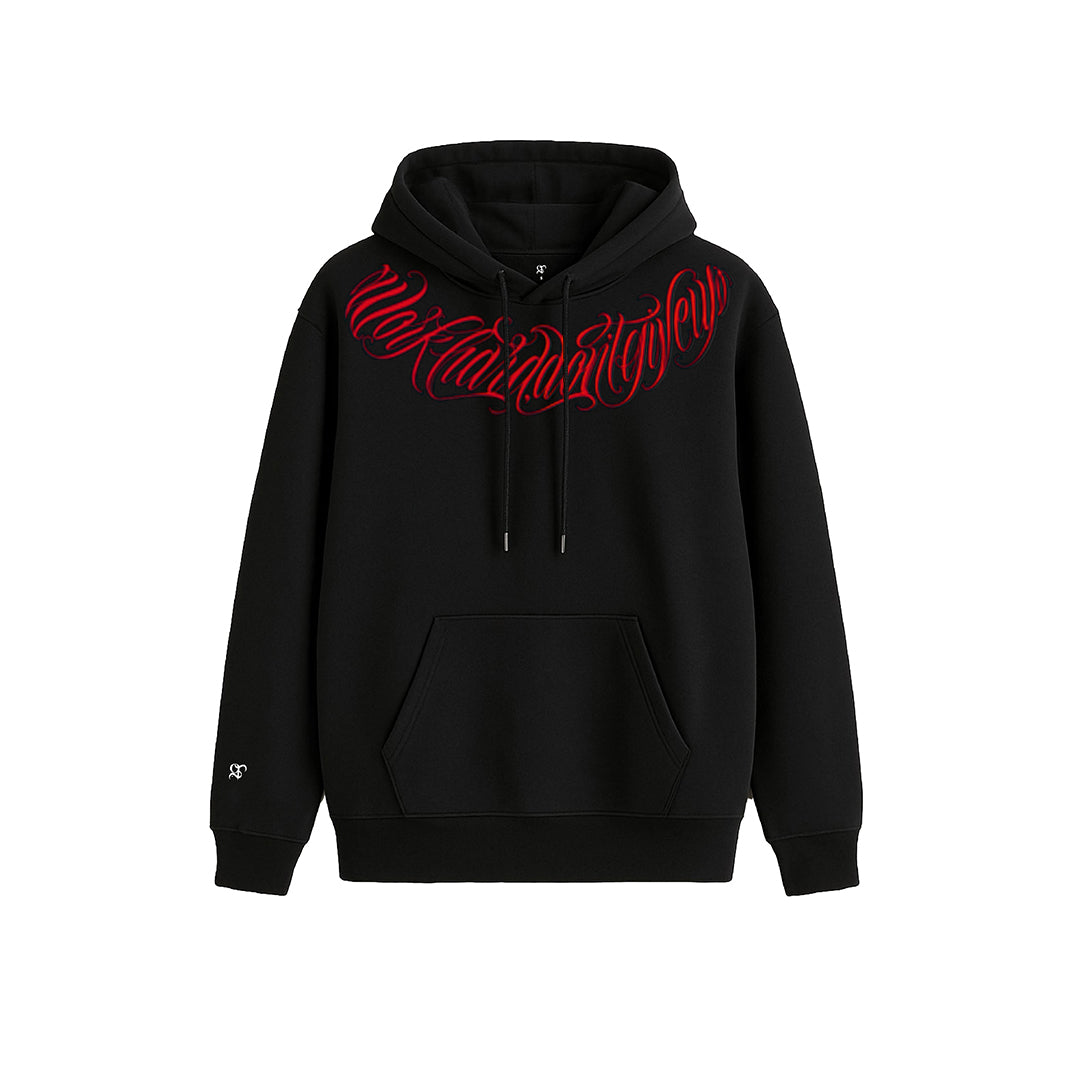 Hoodie GT Lettering Negro y Rojo